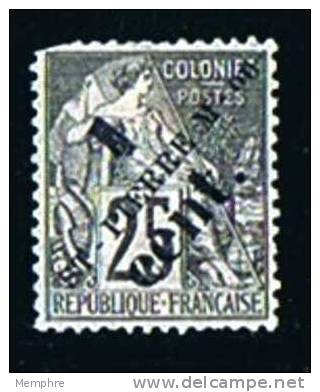 1891 Alphée Dubois Surchargé En Noir  1 Cent Sur 25 Cent  Yv 37 MH * - Ongebruikt