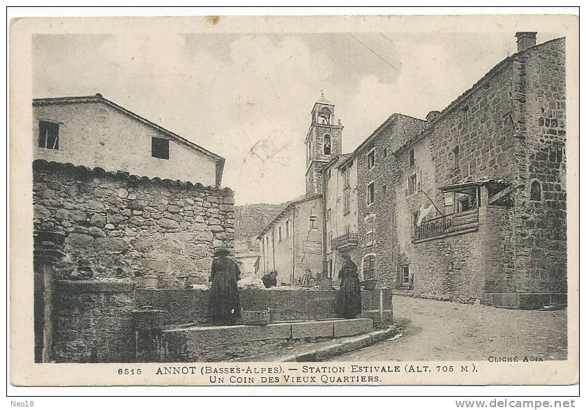 Annot 6515 Station Estivale Un Coin Des Vieux Quartiers   Laveuses Timbrée Annot 1941 - Autres & Non Classés