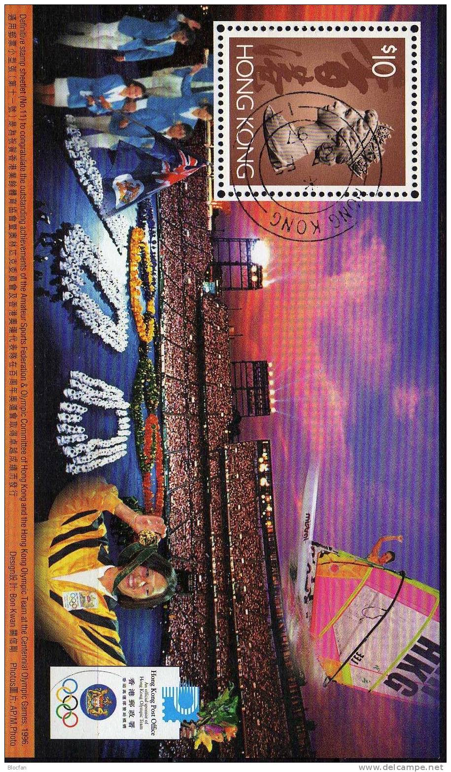 Eröffnung Olympiade 1996 Hongkong 667, Block 43 ** Plus O 17€ Queen Elisabeth II. Sheet From HONG KONG - Blokken & Velletjes