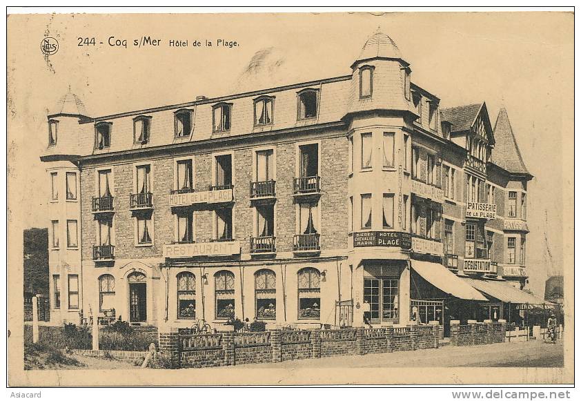 De Haan Coq Sur Mer    Hotel De La Plage Nels  Ghevaert Vanaverbeke 1937 - De Haan