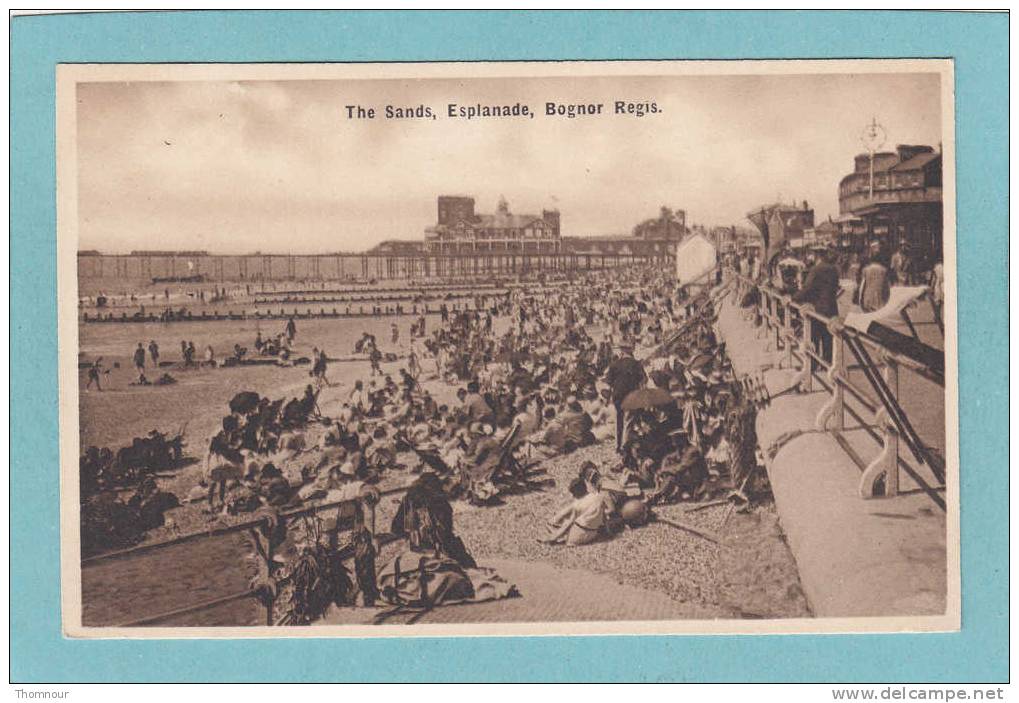 BOGNOR REGIS  -  The  Sands ,  Esplanade  -  BELLE CARTE ANIMEE  -  SEPIA-GRAVURE - - Bognor Regis