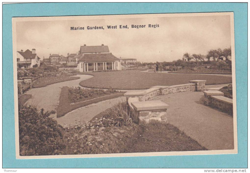 BOGNOR REGIS  -  Marine  Gardens , West End  -  BELLE CARTE  -  SEPIA-GRAVURE - - Bognor Regis