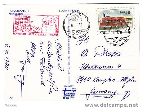 FINLANDE - Rovaniemi - Europa 1er Jour 10/07/1990 - Yvert N ° 1075 - Flamme Du Pere Noel - FDC