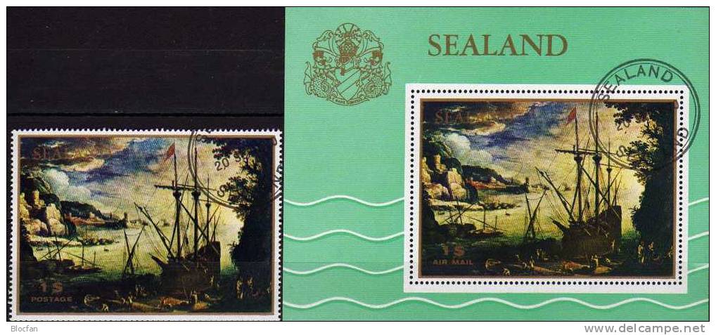 Europa Historische Seefahrt 1970 RM GB Sealand 51+ Block 4 O 18€ Atlantiksegelschiff Regionalmarke Private Hoja Sheet UK - Fantasy Labels