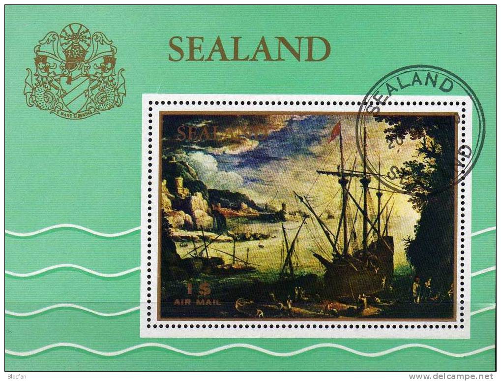 Europa Historische Seefahrt 1970 RM GB Sealand 51+ Block 4 O 18€ Atlantiksegelschiff Regionalmarke Private Hoja Sheet UK - Etichette Di Fantasia