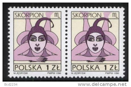 POLAND 1996 SIGNS OF THE ZODIAC SERIES NO 7 PAIR NHM - SCORPIO The Scorpion - Astrology