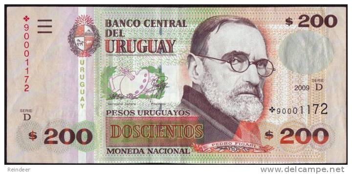 ® URUGUAY: 200 Pesos Reposicion-Replacement *90: (Serie D - 2009) - Uruguay