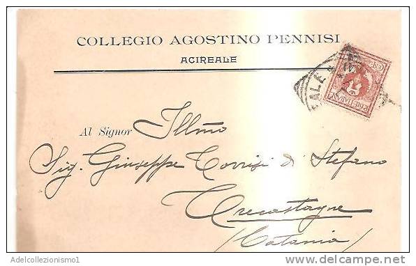 51747)cartolina Illustratoria Acireale - Collegio A. Pennisi Con 2c Floreale + Annullo - Acireale