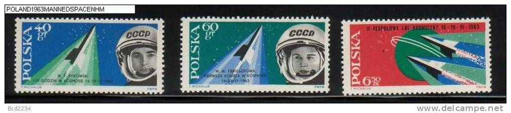 POLAND 1963 2ND CREW MANNED FLIGHT COSMONAUTS BYKOWSKI & 1ST WOMAN IN SPACE TIERIESZKOWA NHM Cosmos Rockets Russia USSR - Berühmte Frauen