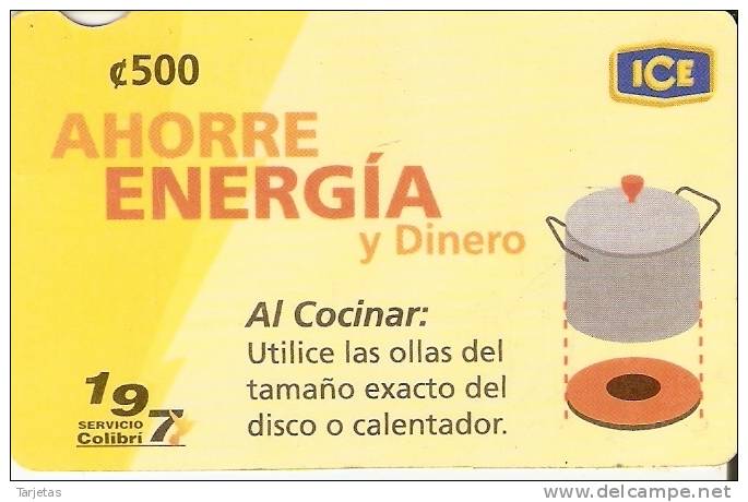 TARJETA DE COSTA RICA DE AHORRE ENERGIA - Costa Rica