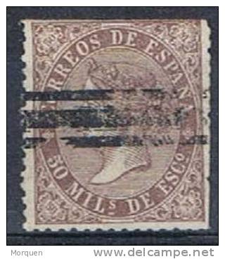 España 50 Milesimas Barrado, Isabel  II 1868 , Num 98 S º - Used Stamps