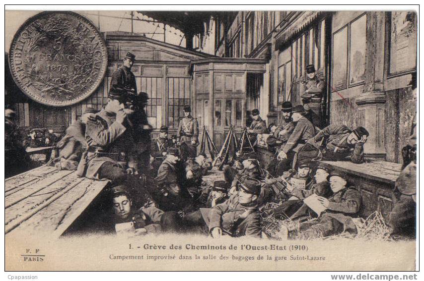 EVENEMENTS -GREVES Grève Des Cheminots De L´Ouest Etat -1910 -Gare Saint Lazare-PARIS - Grèves