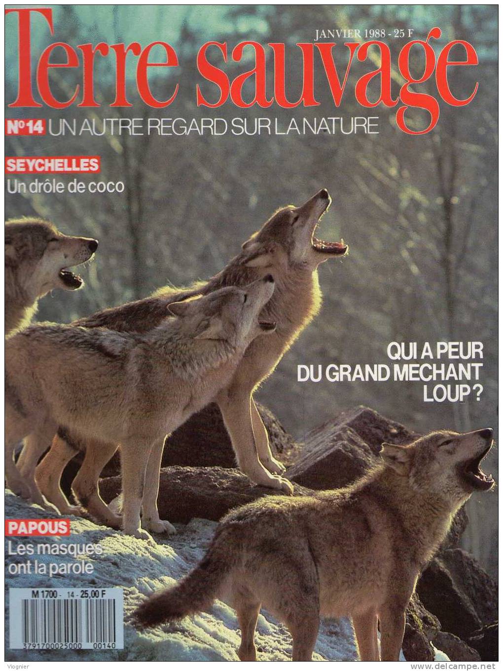 TERRE SAUVAGE  Nature  N°  14  Janvier 1988   Seychelles, Loup, Stromatolites, Nouvelle Guinée, Papillon, - Geografia