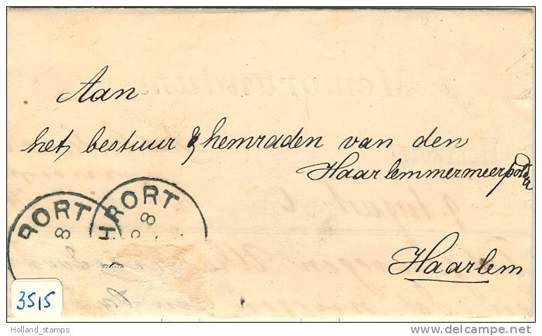 HANDGESCHREVEN BRIEF Uit 1876 Van RUHRORT DUITSLAND Naar HAARLEM (3515) - Prephilately