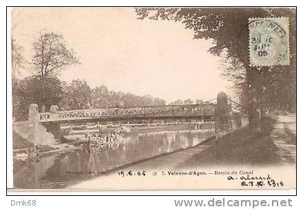 CPA - FRANCE - VALENCE - D'AGEN - BASSIN DU CANAL - 1905 - Valence