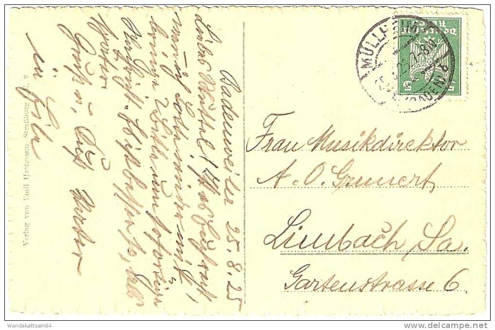 AK Badenweiler, Bergmannsruhe 25.8.25 7-8 N. MÜLLHEIM (BADEN) B N. Limbach Sa. M. 1 X 5 Pf DEUTSCHES REICH "Reichsadler" - Badenweiler