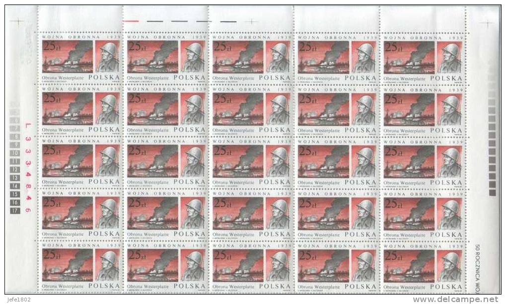 Poland - 50th Anniversary Of German Invasion - Full Sheets