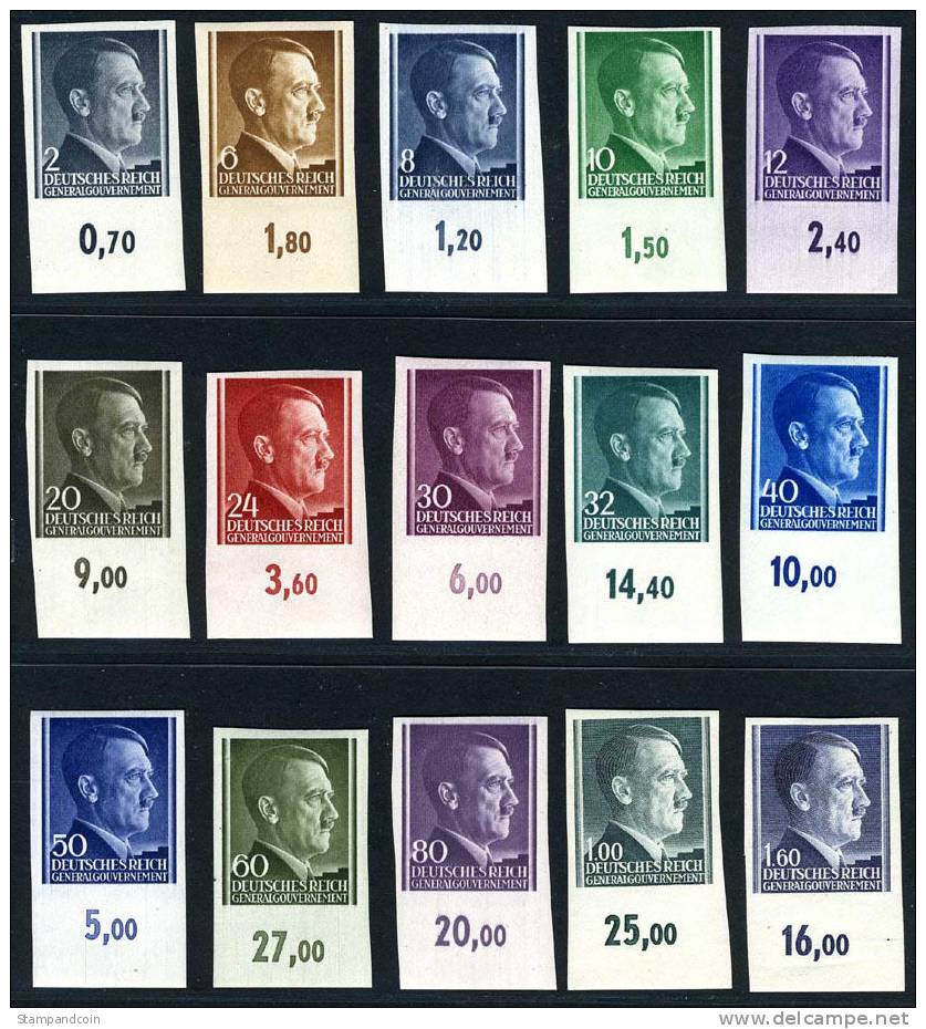 N76-86+91-96 Mint Never Hinged Imperf German Occupation From 1940-41 - Gouvernement Général