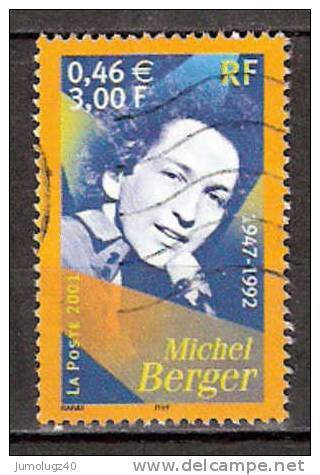 Timbre France Y&T N°3395 (02) Obl. Michel Berger. 3,00 F (0,46 €).  Multicolore. Cote 1,60 € - Géorgie
