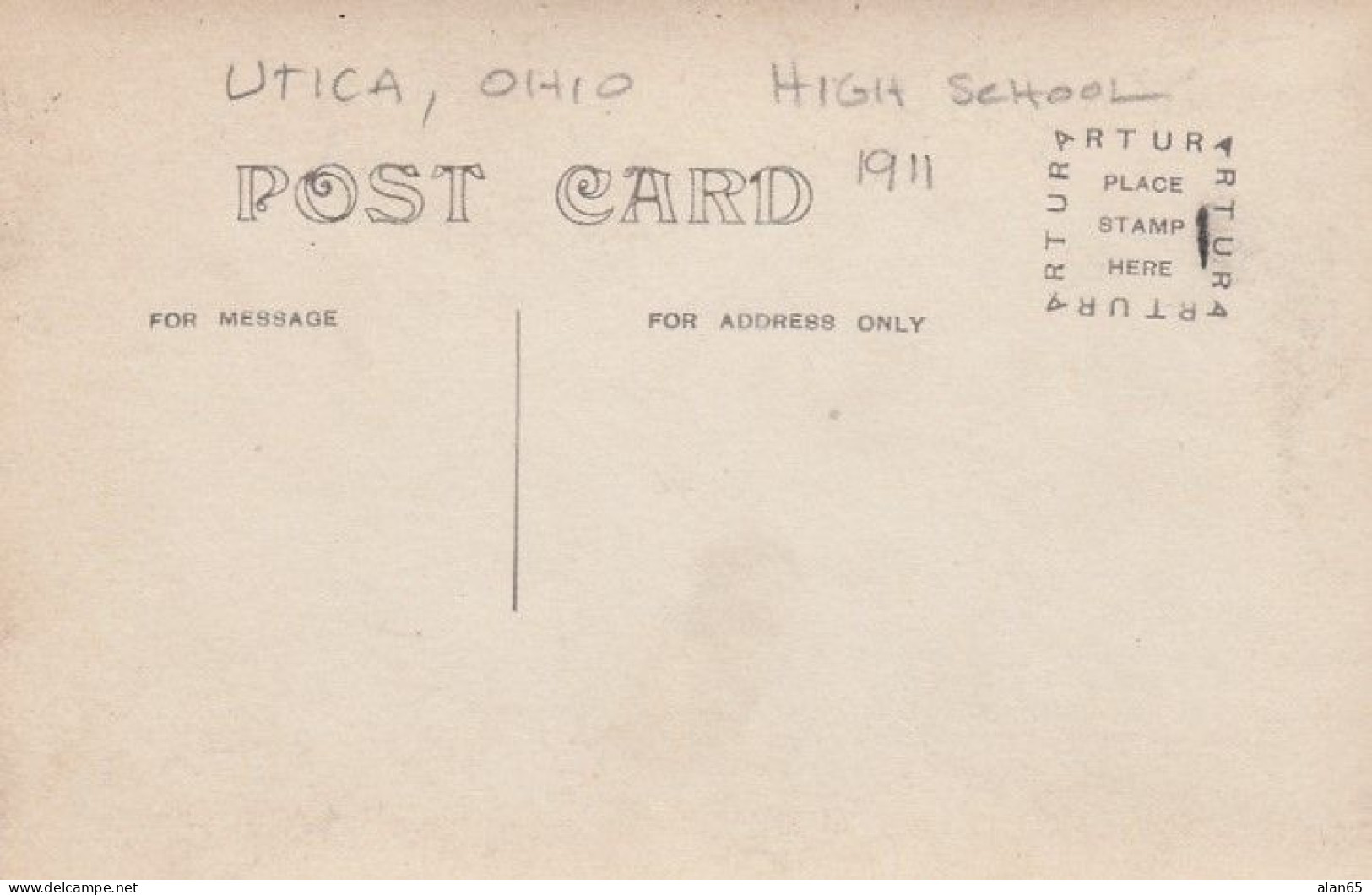 1911 Utica Ohio High School Baseball Team On 1910s Vintage Real Photo Postcard - Honkbal