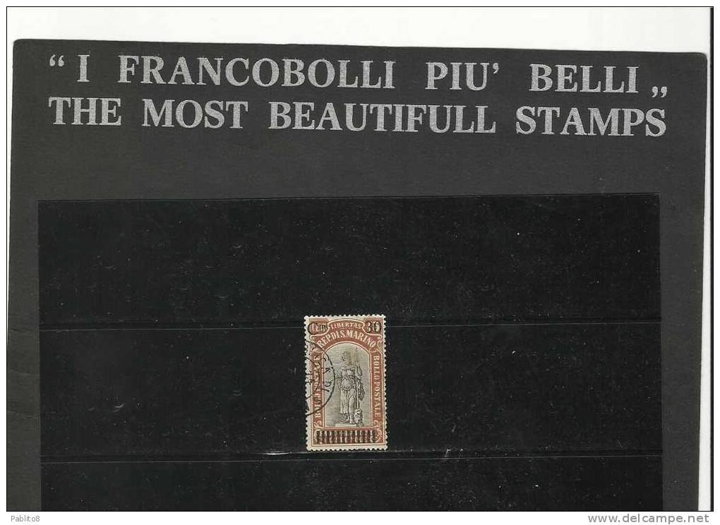 SAN MARINO 1924 PRO COMBATTENTI CENT 30 SU 45 TIMBRAT0 - Used Stamps