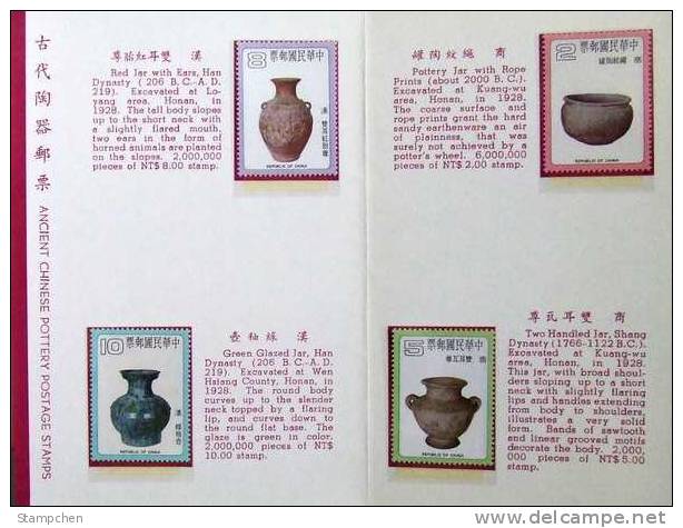 Folder Taiwan 1979 Ancient Chinese Art Treasures Stamps -Pottery Archeology - Unused Stamps