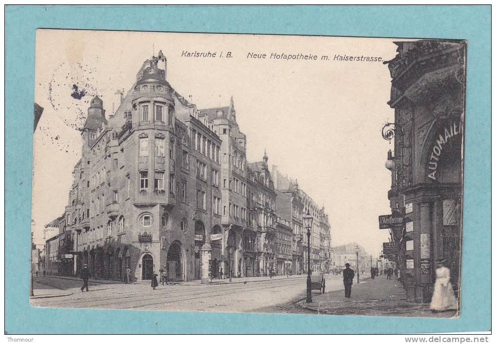 KARLSRUHE I. B.  -  Neue Hofapotheke M. Kaiserstrasse.  -  1913  -  BELLE CARTE ANIMEE  - - Karlsruhe