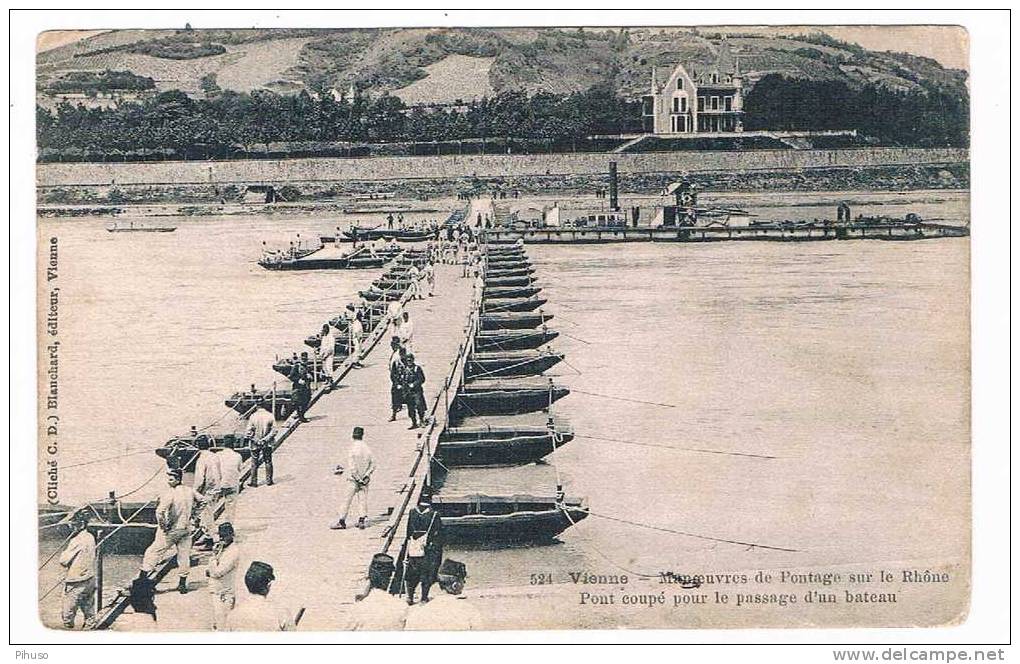 *1277*   VIENNE : Maouvres De Pontage Sur Le Rhone - Vienne