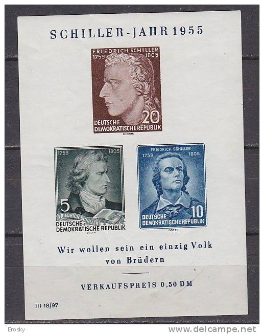 B1693 - ALLEMAGNE ORIENTALE DDR BF Yv N°6 **SCHILLER - 1950-1970