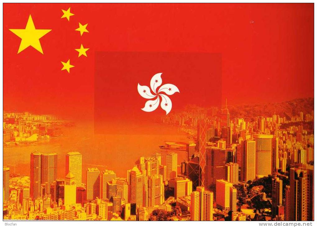 Präsentations Mappe Rückgabe Hongkong An China Block 79 Plus PM1/1997 ** 30€ Silhouette Von Hong Kong Bloc Sheet Bf Asia - Blocs-feuillets