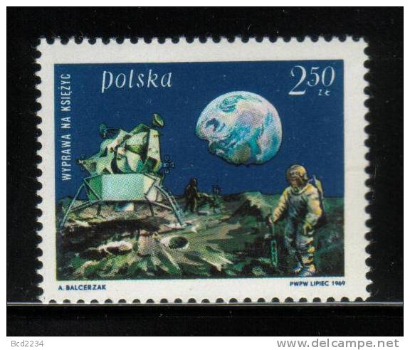 POLAND 1969 SPACE 1ST MANNED LUNAR LANDING - MAN ON THE MOON NHM Armstrong Aldrin Collins USA View Of Earth Crater - Europa