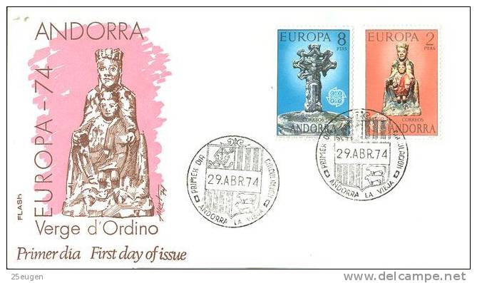 SPANISH ANDORRA  1974  EUROPA CEPT FDC - 1974