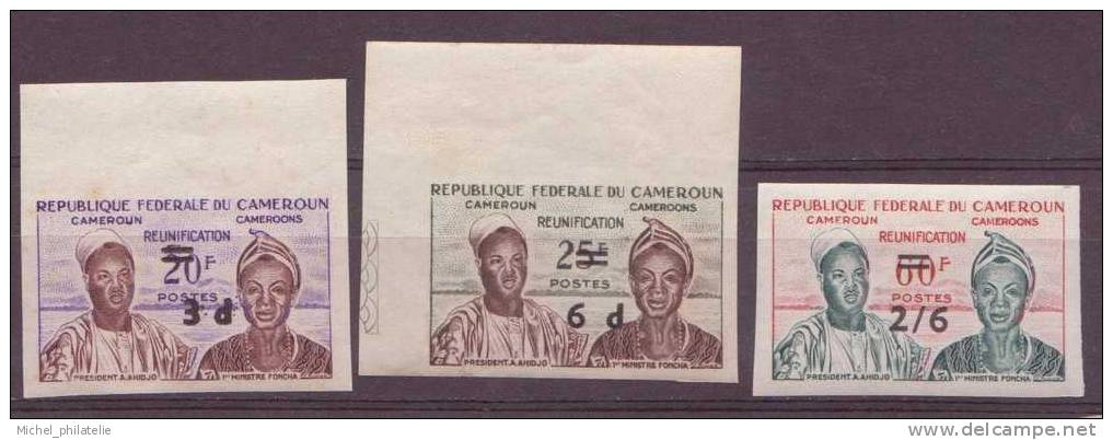 CAMEROUN  N° 332 à 334**  N.D  Réunification Surchargé - Camerun (1960-...)