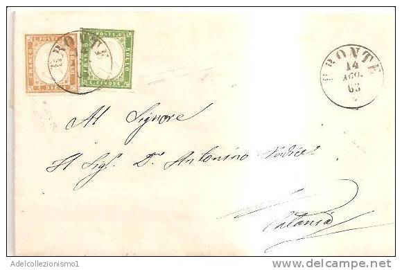 51824)lettera Con Francobolli  Da 5c +10c + Annullo Il 14-8-1863 - Sardaigne