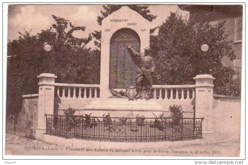 MOIRANS - MONUMENT AUX ENFANTS DE MOIRANS PORTS POUR LA PATRIE LE 22 JUILLET 1923 - Moirans