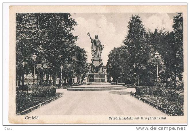Krefeld : Crefeld Friedrichsplatz  Mit Kriegerdenkmal - Krefeld
