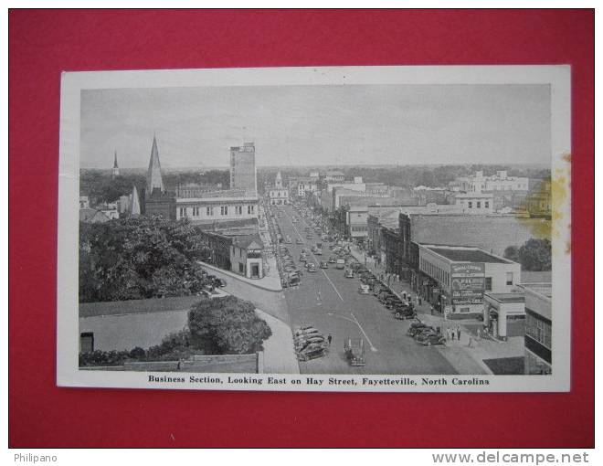 Fayetteville NC   Business Section  1941 Cancel- Stain On Right Side Border - Fayetteville