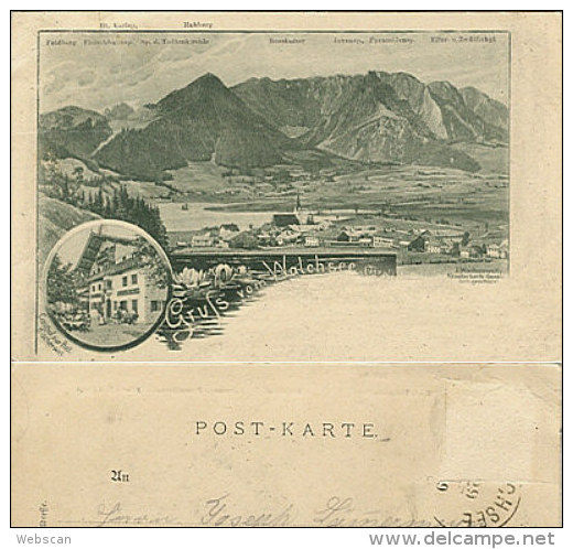 Postkarte Walchsee Ort & Gasthof Post Künstlerlitho 1899 #01 - Sonstige & Ohne Zuordnung