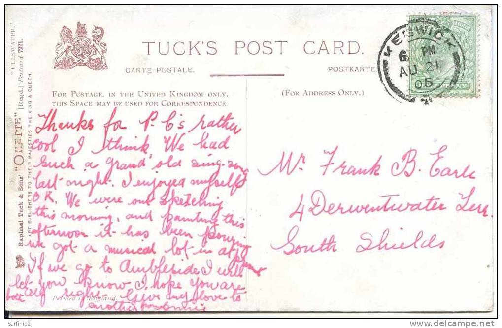 TUCKS OILETTE SERIES 7221 - ULLSWATER - AIREY FORCE - LONGSTAFFE - Other & Unclassified