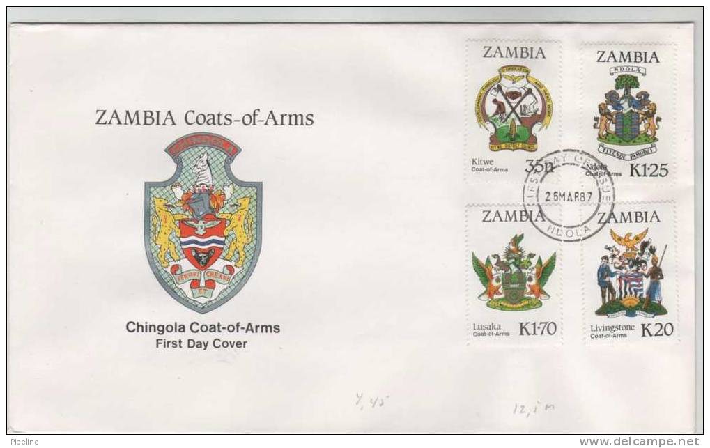 Zambia FDC 26-3-1987 CHINGOLA COAT-OF-ARMS With Cachet - Enveloppes