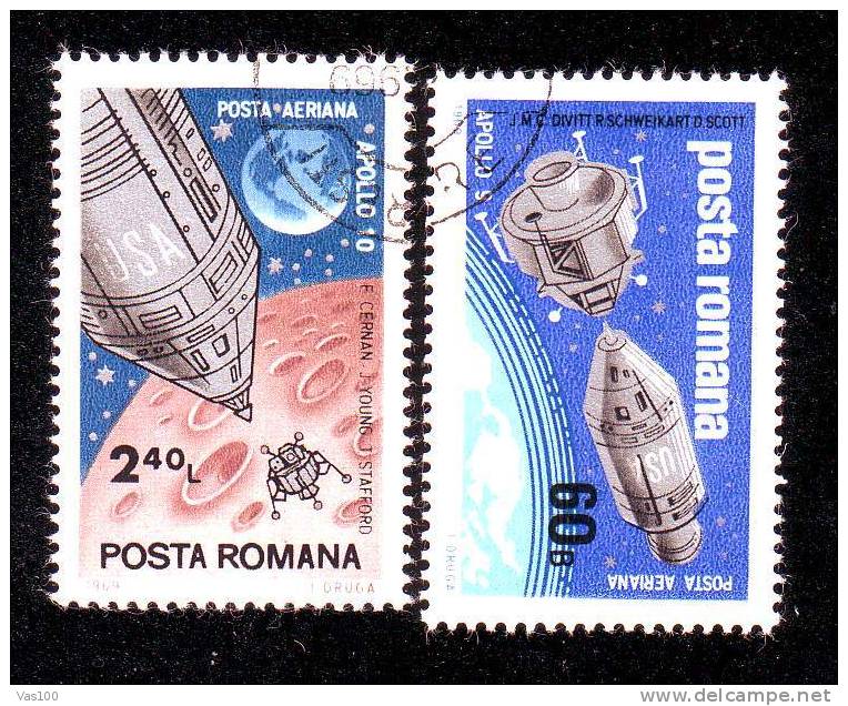Romania 1969 Apollo 9-10,Moon,Mi.2779-80 ,VFU,used - Europe