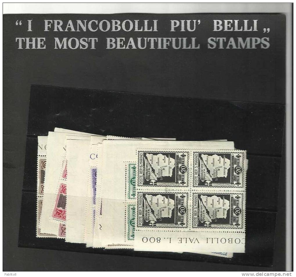SAN MARINO 1943 CADUTA DEL FASCISMO SERIE COMPLETA COMPLETE SET MNH QUARTINA BLOCK - Unused Stamps