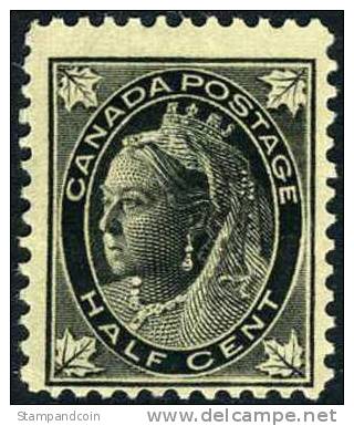 Canada #66 Mint Hinged 1/2c Black Victoria From 1897 - Unused Stamps