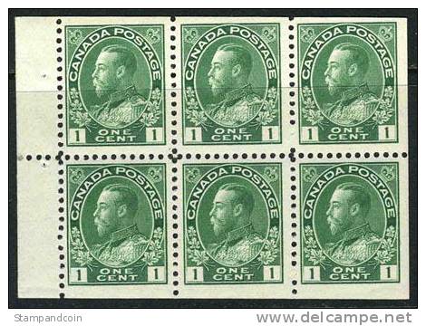 Canada #104a Mint Hinged 1c King George V Booklet Pane Of 6 From 1911 - Booklets Pages