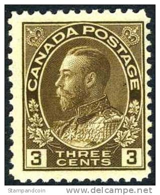 Canada #108 Mint Hinged 3c Brown George V From 1918 - Ungebraucht