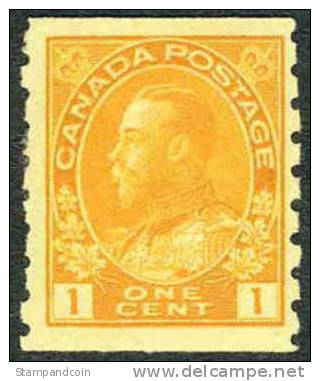 Canada #126 Mint Hinged 1c Orange Yellow George V Coil From 1923 - Roulettes