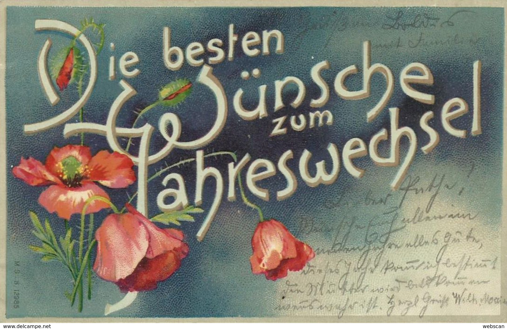 AK Neujahr New Year Blumen Dekorschrift Farblitho 1904 #03 - New Year