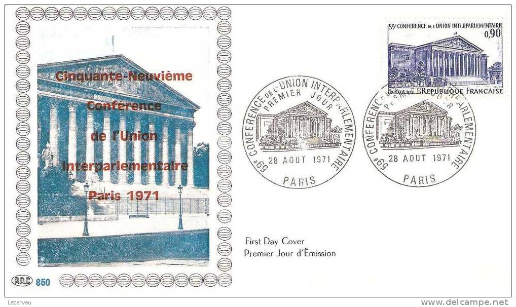 FDC 1° JOUR CONFRENCE UNION INTERPARLEMENTAIRE - 1970-1979