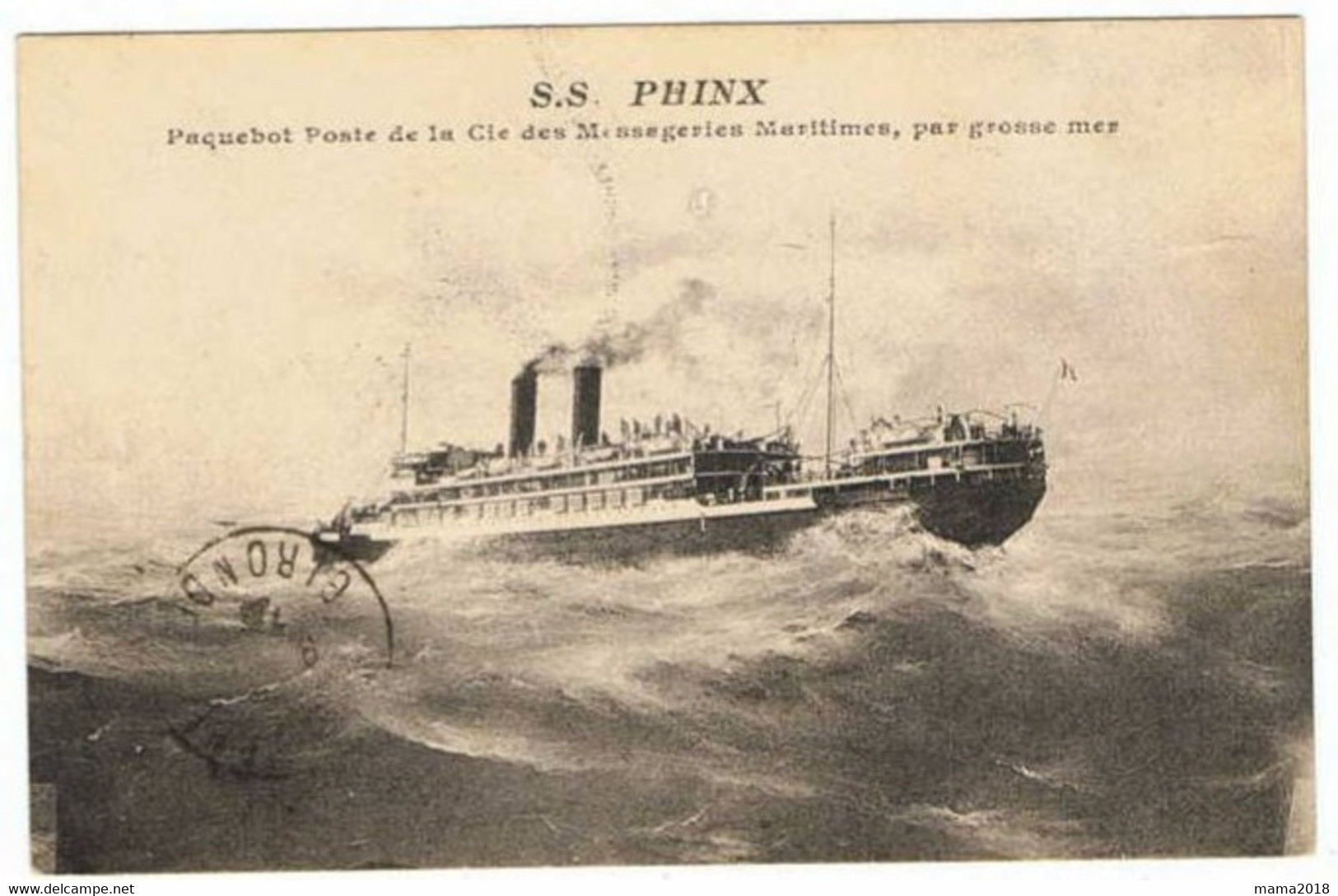 PAQUEBOT  POSTE    S.S PHINX   Messageries   Maritimes Par Grosse Mer - Dampfer