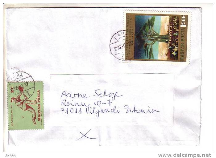 GOOD HUNGARY Postal Cover To ESTONIA 2005 - Good Stamped: Art ; Tennis - Lettres & Documents